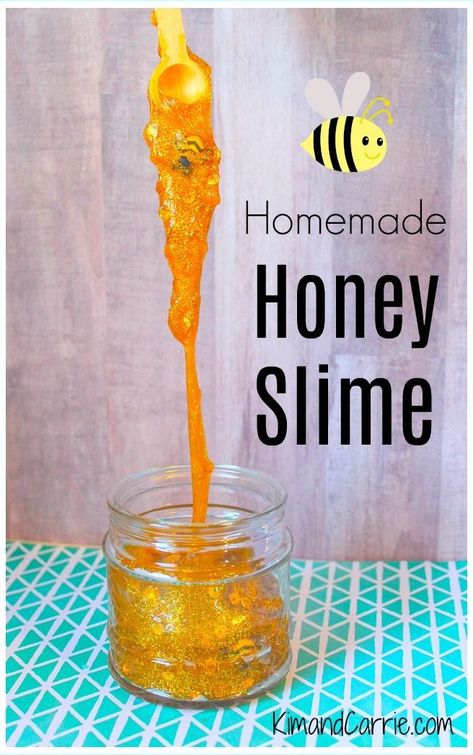 How to Make Easy Honey Slime Recipe #bee #crafts #for #kids #beecraftsforkids Easy honey slime recipe that looks like honeycomb - with honey bee embellishments inside! This DIY kids craft is fun to make and a perfect educational activity to teach children about the importance of honey bees as pollinators for growing food. Honey Slime, Diy Homeschool, Diy Stressball, Cool Slime Recipes, Cool Slime, Bee Crafts For Kids, Craft For Children, Bee Activities, Recipe For Kids