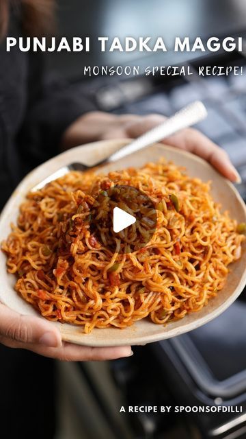 Spoons of Dilli on Instagram: "•PUNJABI TADKA MAGGI RECIPE•😍 We are sure you all will love this Maggi recipe! Not only easy to make but is super yum🤤  Ingredients used are- Garlic cloves- 15-20 pcs Kashmiri red chilli powder- 1 Tsp Oregano- 1 Tsp Chilli flakes- 1/2 Tsp Sugar- 1/2 Tsp Salt to taste Some melted butter  Boil 2 packets maggi   Now, in a kadhai or wok- Oil- 1 Tbsp and butter- 1 Tbsp Green chillies- 2 pcs Onion- 1 small size Capsicum- 1 small size Tomatoes- 2 small size Maggi masala  A video directed by Shreya Jain  Content strategist- Aman Sureka  Videographer- Shubham Kaushik  Chef- Vishal Panchal  #maggi #maggie #maggilover #magginoodles #maggirecipes #noodles #noodlesrecipe #snackrecipes #snackrecipe #foodreels #recipereels #delhi #delhifood #delhifoodie #foodporn #foodsta Maggi Masala Powder Recipe, Tadka Maggi Recipe, Garlic Maggi Recipes, Easy Maggie Recipes, Simple Maggie Recipe, Easy Maggi Recipes, Chilli Garlic Maggi, Masala Maggi Recipe, Maggie Recipes