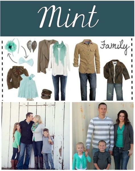 What to wear for fall family pictures- love this mint color scheme Mint Color Schemes, Picture Color Schemes, Family Pictures What To Wear, Family Photos What To Wear, Family Portrait Outfits, Family Photo Colors, Fall Family Photo Outfits, Fall Family Pictures, Quoi Porter