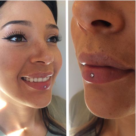 2,585 Likes, 78 Comments - @courtneyjanemaxwell on Instagram: “This gal is wearing a beautifully healed inverse vertical labret piercing I did for her earlier…” Inverse Vertical Labret, Piercing Facial, Spiderbite Piercings, Labret Vertical, Piercing Face, Ashley Piercing, Vertical Labret Piercing, Piercing Lip, Mouth Piercings