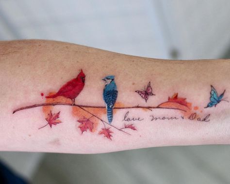 Cardinal Memorial Tattoo, Cardnial Tattoo, Cardinal Bird Tattoos, Cardinal Tattoo Memorial, Red Cardinal Tattoos, Small Cardinal Tattoo, Tattoo Memorial, Memorial Tattoo Designs, Red Bird Tattoos