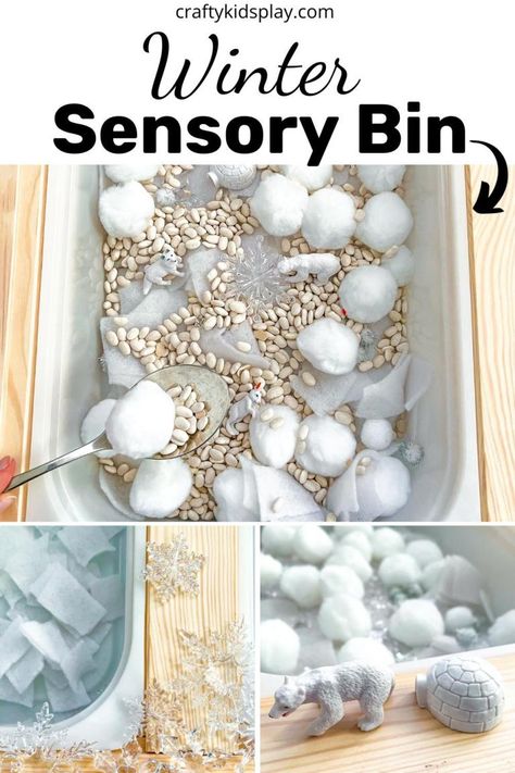 Winter Snowball Sensory Bin (With Arctic Animals) Winter Sensory Bin, Winter Activities For Toddlers, Toddler Sensory Bins, Winter Activities Preschool, Free Activities For Kids, Toddler Sensory, Sensory Bottles, Sensory Table, Arctic Animals