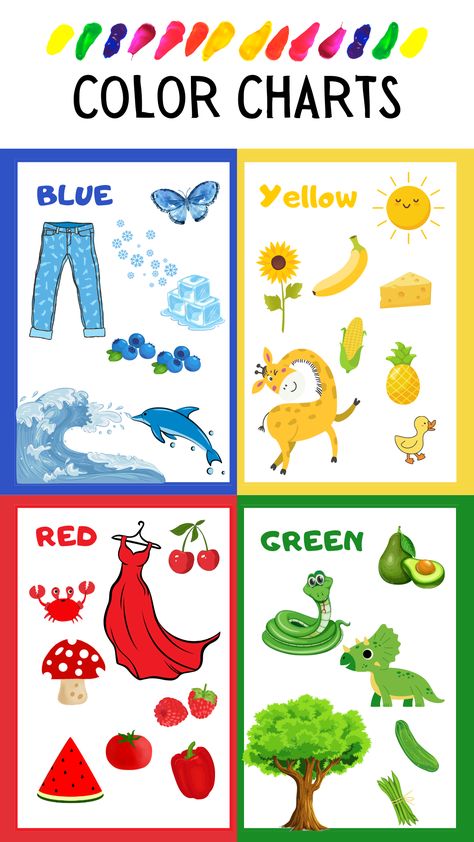 Discover cute objects in blue, yellow, red and green, like animals, fruits, vegetables, clothes, nature and more... Green Objects For Kids, Blue Colour Objects, Cute Objects, Preschool Theme Activities, 14th Birthday Party Ideas, Children Activities, Cute Alphabet, Theme Activity, Learn Colors