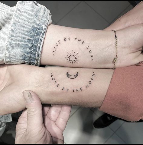 Duo Tattoo Ideas Couple, Small Tattoos Boyfriend And Girlfriend, Groups Of 4 Tattoos, Matching Tattoo Placement Ideas, Sun And Moon Tattoo Matching Couple, Twin Flame Tattoo Couple, Tattoo In Neck, Couple Tato, Big Tattoo Designs