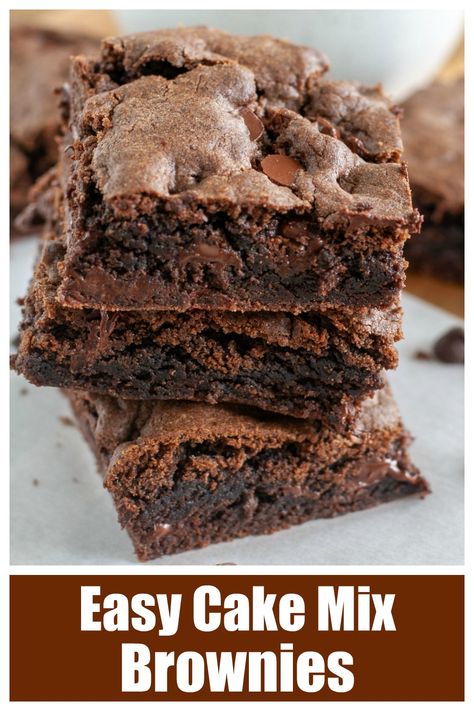 Brownie Cake Recipe, Cake Mix Brownies, Chocolate Chip Bundt Cake, Cake Mix Cookie Bars, Cake Mix Desserts, How To Make Brownies, Easy Holiday Desserts, Quick Dessert, Dessert Easy