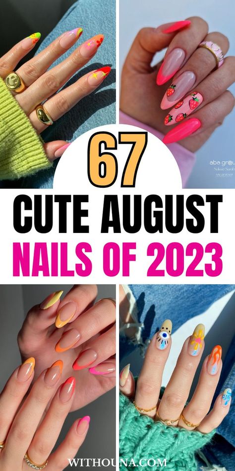 August is finally here and I can't miss a chance to get my August nails done to celebrate this warm and cute summery month. Thus, These August nails of 2023 are the best summer nails to upgrade your nail design. You have a range of August nail colors to choose from. We've got you everything from August nails designs, August nails ideas, August nails trend 2023, summer August nails, August nail ideas 2023, bright summer nails 2023, August nails designs 2023 and more. Cute August Nails, August Nail Colors, Nails Of 2023, Latest Nail Colours, Beach Nail Art, Cute Summer Nail Designs, Fun Summer Nails, August Nails, Back To School Nails