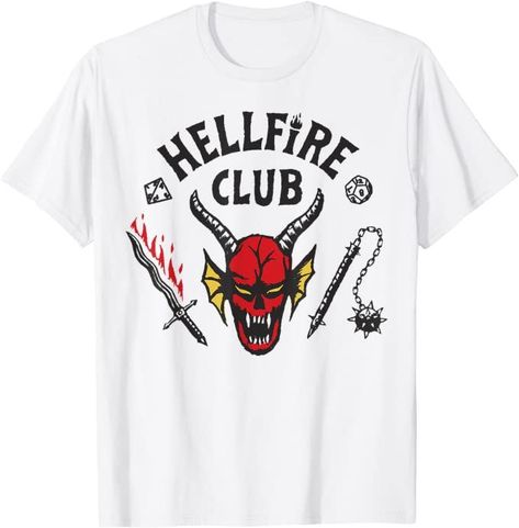 Stranger Things Hellfire, Stranger Things Merchandise, Hellfire Club, Stranger Things 4, Club Logo, Y2k Aesthetic Outfits, T Shirt Image, Tiger T Shirt, Club Shirts