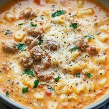 Creamy Italian Sausage Soup - Miarecipes Creamy Parmesan Italian Ditalini Soup, Sweet Italian Sausage Soup, Creamy Sausage Soup, Ditalini Soup, Recipes Using Italian Sausage, Creamy Italian Sausage Soup, Lobster Cream Sauce, Creamy Sausage Pasta, Sausage Soup Recipes