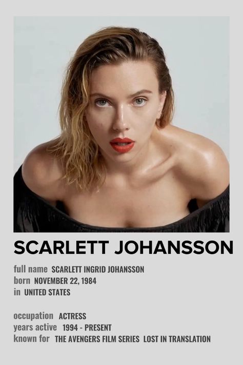 Scarlett Johansson Minimalist Polaroid Celebrity Poster made by @shiftingwmichelle (me) Celebrity Polaroid Poster, Actor Posters Polaroid, Minimal Polaroid Celeb Poster, Polaroid Celebrities, Celebrity Polaroids, Scarlett Johansson Lucy, Scarlett Johannes, Actor Poster, Scarlett Johansson Movies