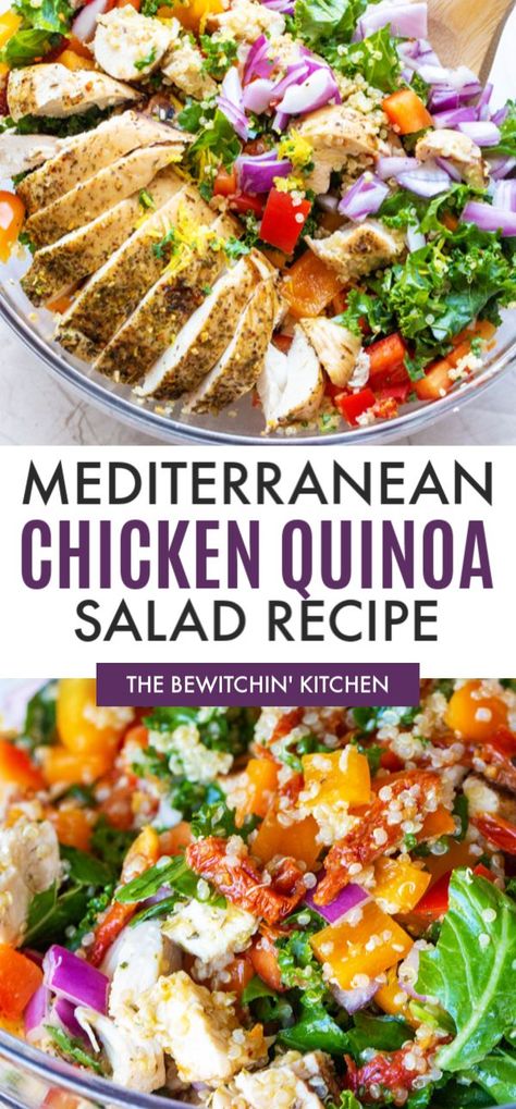 Summer Ingredients, Chicken Quinoa Salad, Apple Cider Vinaigrette, Greek Vinaigrette, Quinoa Salad Recipe, Cider Vinaigrette, Tomato Nutrition, Mediterranean Quinoa Salad, Chicken Quinoa