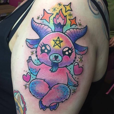 Baphomet Tattoo, Spooky Doodles, Odd Animals, Tattoos 2022, Tatts Ideas, Satanic Tattoos, Unicorn Quotes, Tattoos Cool, Tattoo Filler