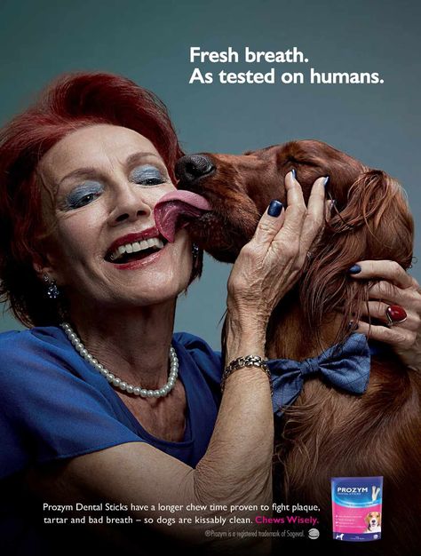 Prozym:  Kissably clean, 3 Pet Advertising, Stinky Dog, Smartest Dogs, Dog Breath, Ads Creative Advertising Ideas, Ad Of The World, Creative Advertising Design, Publicidad Creativa, Food Ads