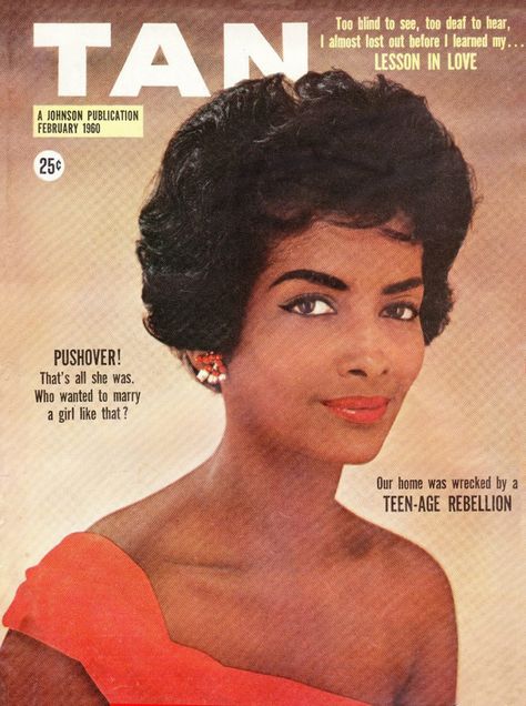 Tan Magazine Cover 1950s Vintage African American Makeup Helen Williams Model, 1960's Makeup, Black Supermodels, Women Eyes, Helen Williams, 60s Theme, American Makeup, 1960s Hair, African American Makeup