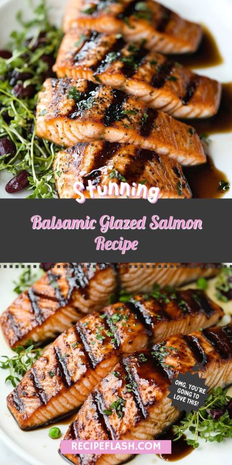 Try this Balsamic Glazed Salmon Recipe for a delightful twist on your favorite seafood! Juicy salmon fillets are enhanced with a rich balsamic glaze, making it a standout dish in the world of Salmon Recipes. Quick to prepare, it’s perfect for busy weeknights and impressing your guests! Balsamic Glazed Salmon, Salmon Glaze Recipes, Heart Healthy Diet, Quick And Easy Dinner, Glazed Salmon, Recipes Quick, Salmon Recipe, Balsamic Glaze, Dinner Idea