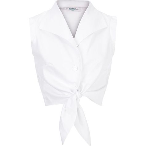 The Tie-front Shirt White ($33) ❤ liked on Polyvore featuring tops, shirts, white, white tie front shirt, white shirt, shirts & tops, white cotton shirt and sleeveless shirts Sleeveless White Shirt, Snow White Outfits, Cropped White Shirt, White Sleeveless Shirt, White Summer Tops, Korean Blouse, Shirts Crop Tops, White Cotton Shirt, Shirts Crop