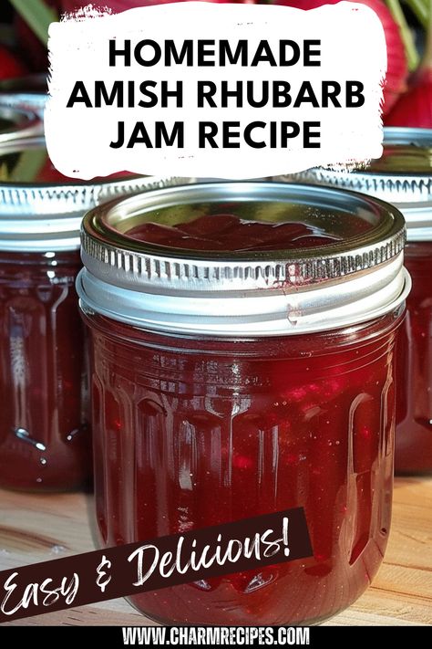 Discover the joy of making homemade Amish rhubarb jam with this easy guide. Capture the unique tart flavor of rhubarb, perfectly blended with sweetness to create a preserve that's a summer favorite. The process is simple and perfect for beginners or seasoned cooks. This classic recipe is an excellent way to enjoy fresh rhubarb from your garden or local market. Get tips on storing and using your delicious rhubarb jam, whether for spreading on toast or adding to pastries. Experience traditional Amish cooking right at home! Rhubarb Jam Recipes Easy, Amish Canning Recipes, Rhubarb Jam Recipes, Jam Maker, Fresh Rhubarb, Rhubarb Jam, Freezer Jam, Jam And Jelly, How To Make Jam