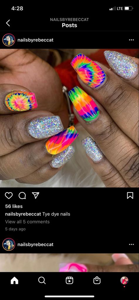 Tye Dye Nail Designs, Tye Dye Nails, Hair Dues, Tie Dye Nails, Fancy Nails Designs, Hair Due, Nail Art Designs Diy, Cute Gel Nails, Hair Skin Nails