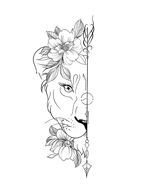 Motherhood Tattoos, Lion Art Tattoo, Lion Tattoo Sleeves, Geometric Sleeve Tattoo, African Tattoo, Animal Tattoo Ideas, Horoscope Tattoos, Feminine Tattoo Sleeves, Lion Head Tattoos