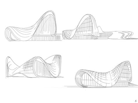 Zaha Hadid Architecture Sketches, Zaha Hadid Sketch, Zaha Hadid Drawings, Zaha Hadid Architecture, Cafe Logo Design, Perspective Drawing Architecture, A Level Art Sketchbook, Scenic Wallpaper, Architecture Design Sketch