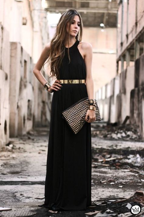 Beauty And Fashion, Black Maxi, Elie Saab, Carolina Herrera, Trendy Dresses, Look Cool, Look Fashion, Elegant Dresses, A Black