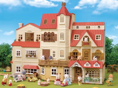 Red Roof Tower House Gift Set | Sylvanian Families Sylvanian Families House, Red Roof House, Tower Home, Three Story House, Calico Critters Families, Cosy Cottage, Roof House, Toy House, Red Roof