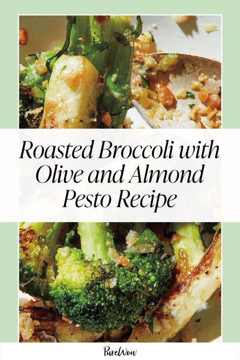 undefined food,recipe,side-dish,vegetable,vegetarian Almond Pesto Recipe, Spicy Broccoli, Salad Pizza, Roasted Broccoli Recipe, Broccoli Sauteed, Almond Pesto, Simple Family Meals, Dinner Party Recipes, Pesto Recipe