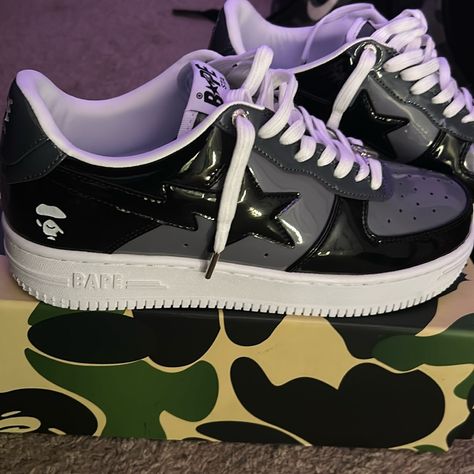 Bape Shoes For Sell Cheap And Brand New Y2k Shoes Men, Bape Shoes Outfit, Bape Sweatpants, Street Wear Shoes, Bapesta Shoes, Bape Shoes, Bape Sneakers, Elevated Essentials, Bape Sta