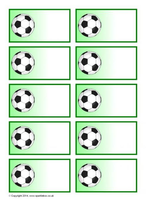 Sports-Themed Editable Peg Labels (SB10215) - SparkleBox School Labels Printables, 3d Shapes Worksheets, Bathroom Pass, Soccer Time, School Name Labels, Name Tag For School, Soccer Birthday Parties, Football Birthday Party, Soccer Birthday