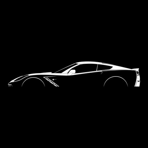 Black and white silhouette of the Chevrolet Corvette Stingray C7. Very detailed side profile design. Available on T-shirts, phone cases, posters and many more high-quality products! Check out this design in my store link above! #art Car Cutout, Car Quotes For Instagram, Sketch Cars, Corvette C7 Stingray, C7 Stingray, Black And White Silhouette, Chevrolet Corvette C7, Cartoon Cars, Car Quotes