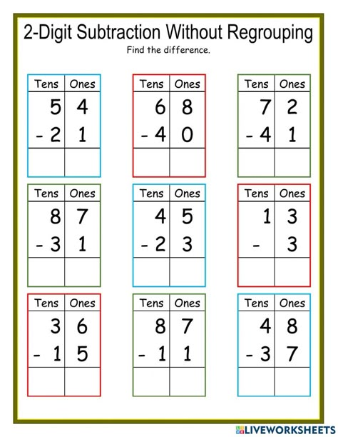 Subtraction 2 Digits Worksheets, 1st Maths Worksheets, 2nd Grade Math Subtraction Worksheets, Subtraction Worksheets Kindergarten, Subtraction For Grade 1, Worksheet Math Grade 1, Addition And Subtraction Worksheets 1st, Subtraction Activities Grade 1, Mathematics Worksheets For Grade 1