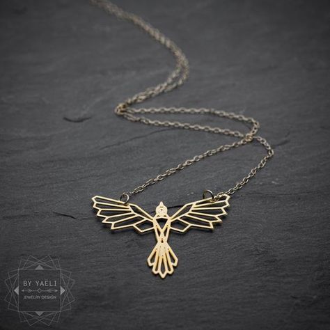 Silver Bird Necklace, Origami Necklace, Jewelry Design Studio, Phoenix Necklace, Silver Necklace Simple, Phoenix Pendant, Phoenix Bird, Bird Necklace, Bird Pendant