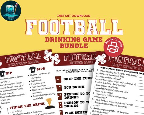 Football Drinking Game, Drinking Challenges, Football Drink, Football Trivia, Drink If Game, Football Squares, Fun Games For Adults, Football Watch Party, Drink If