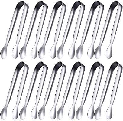 Amazon.com | Gejoy 12 Pack Sugar Tongs Ice Tongs Stainless Steel Mini Serving Tongs Appetizers Tongs Small Kitchen Tongs for Tea Party Coffee Bar Kitchen (Silver): Serving Tongs Party Coffee Bar, Kitchen Silver, Coffee Bar Kitchen, Bbq Roast, Sweets Bar, Kitchen Tongs, Bbq Table, Mini Tacos, Pickle Slices