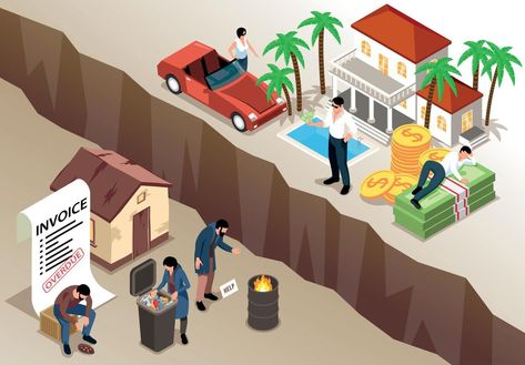 Isometric Poverty and Wealth Illustration Wealth Illustration, Health And Wealth, Cute Easy Doodles, Wedding People, Cityscape Photos, Nature Backgrounds, Simple Doodles, Background Banner, Font Bundles