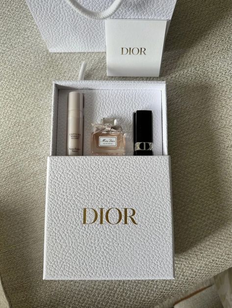 Dior aesthetic #Dior #set #perfume #fragrance #serum #cream #makeup #luxury #designer #gift Dior Gift Aesthetic, Dior Gift Box Aesthetic, Dior Gift Set, Aesthetic Dior, Dior Gift, Makeup Luxury, Boxes Design, Dior Aesthetic, 1000 Followers