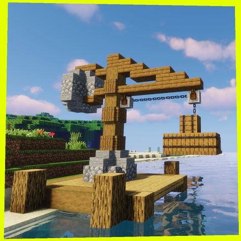 Minecraft Fishing Village, Minecraft Dock Ideas, Minecraft Docks, Minecraft Fishing Hut, Minecraft Fishing Dock, Minecraft Port, Minecraft Dock, Minecraft Tricks, Minecraft Timelapse