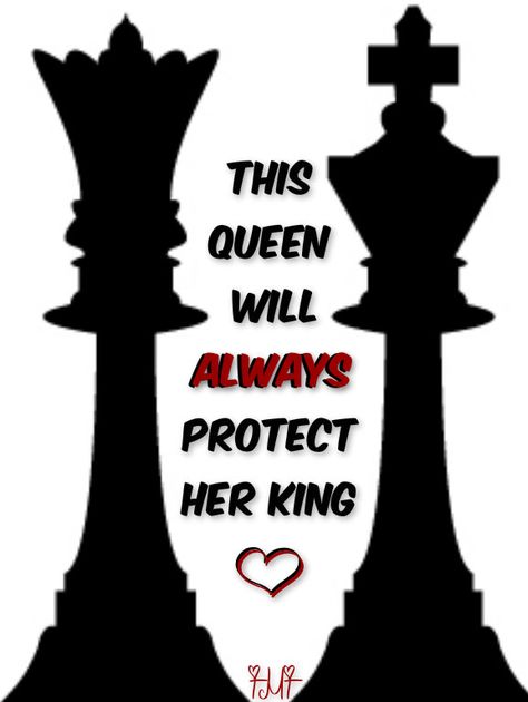 "This Queen & Her King" Just like in the game of chess... This Queen will ALWAYS protect Her King. TMTDesigns@live.com You And Me Quotes, Chess Quotes, Queen Chess Piece, Her King, Aries Love, Chess Queen, King Quotes, Lets Play A Game, Chess Table