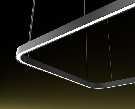 ProductPageHeader-Arc-Rectangle-Corner-Detail Rectangular Light Fixture, Ring Lighting, Linear Light Fixture, Loop Lighting, Different Interior Design Styles, Linear Light, Interior Led Lights, Ring Chandelier, Suspended Lighting