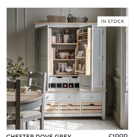 Capsule Pantry, Kitchen Larder Units, Freestanding Pantry, Panelled Doors, Dresser Kitchen Island, Kitchen Larder, Larder Unit, Larder Cupboard, Pantry Cupboard