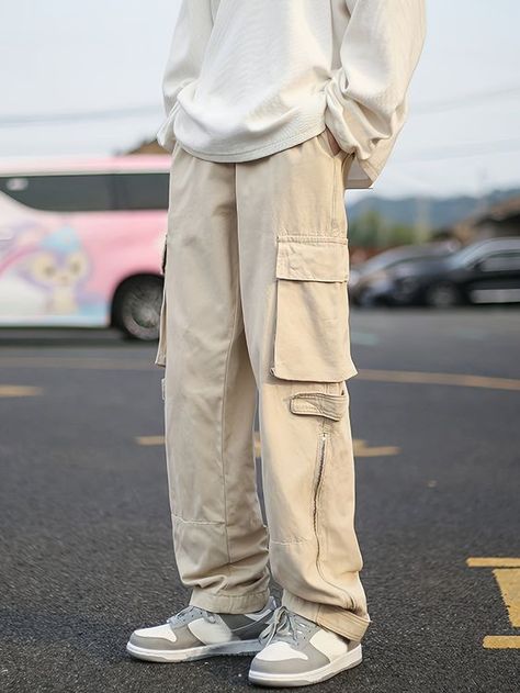 Nice product all as described Beige Streetwear Men, Types Of Pants Men, Khaki Pants Outfit Casual, Comfy Streetwear Outfits, Men Cargo Pants Outfit, Cargo For Men, Trendy Outfits For Men, Cargo Pants Outfit Men, Long Cargo Pants