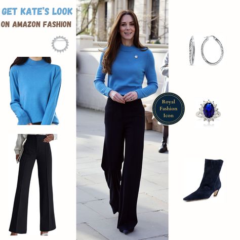 Dress Like Kate Middleton, Blue Turtleneck Sweater, Fall Blue, Blue Turtleneck, Winter Blue, Fashion Fall, Blue Sweater, Fashion Icon, Royal Fashion