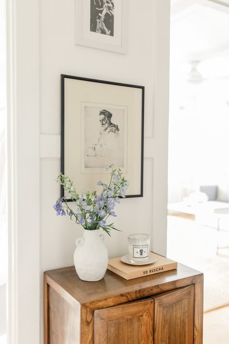 Top Of Dresser Styling, Small Entryway Ideas With Mirror, Perth House, Harlowe James, Vintage Modern Home, Sf Apartment, Dream Lounge, Hallway Makeover, Spring Refresh