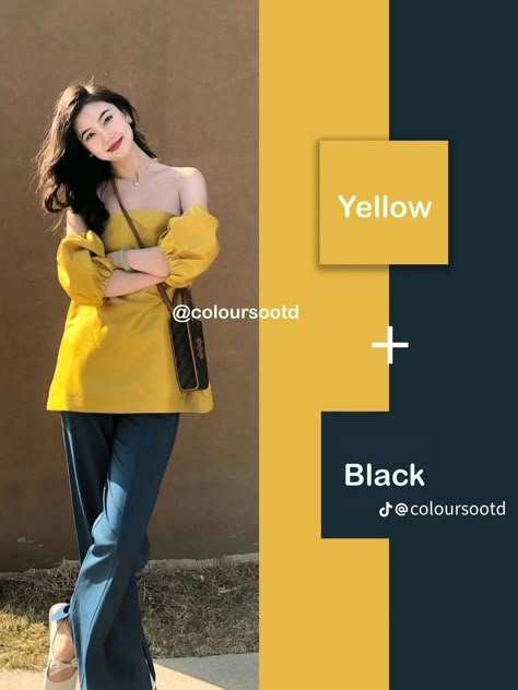 Yellow Color Combinations Outfits, Yellow Colour Combinations, Color Combinations Fashion, Asian Makeup Tips, Colour Shade Card, Mix And Match Outfit, Yellow Color Combinations, Color Knowledge, Modest Casual Outfits