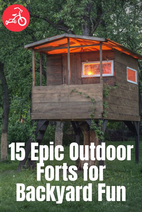 Outdoor Forts For Kids, Superhero Hideout, Summer Projects For Kids, Kids Tree Forts, Forts For Kids, Kids Hideout, Boy Fort, Cubby House Ideas, Indoor Forts