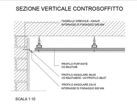 Vertical section details of office counter ceiling structure dwg file Ceiling Section Detail, Urban Farming Architecture, Baffle Ceiling, Wall Section, Kim House, Ceiling Hangers, Building Wall, Plank Ceiling, Concrete Ceiling