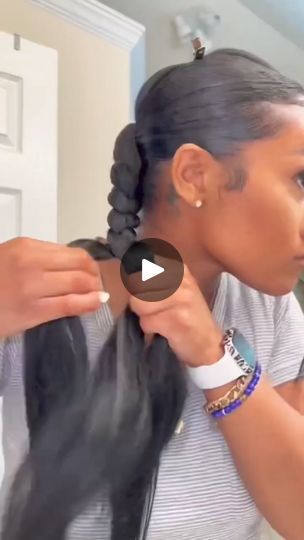 Ponytail style braided | By NancBeautyFacebook Silk Braided Ponytail, Sleek Ponytail With Braiding Hair, Quick Braided Ponytail Hairstyles, Braided Loose Ponytail Black Hair, Long Single Braid Ponytail, How To Add Hair To Braided Ponytail, French Braid Low Ponytail, Long Braided Ponytail, Braid Ponytail For Black Women