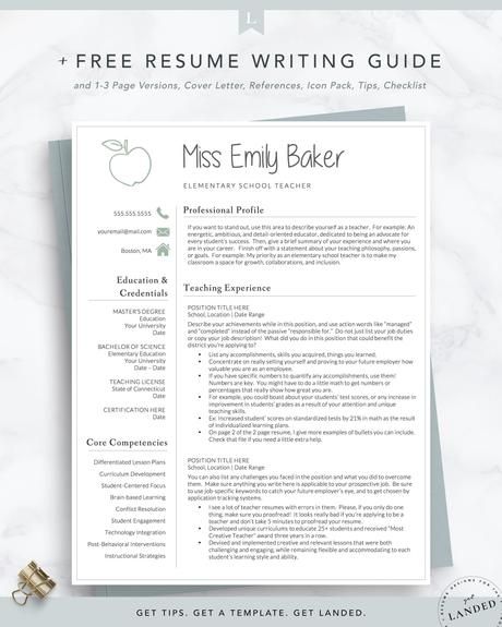 Get Landed Teacher Resume Template Free, Career Questions, Elementary Teacher Resume, Teacher Resumes, Teacher Portfolio, Teacher Resume Examples, Teacher Career, Teaching Portfolio, Teaching Resume