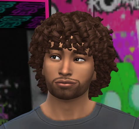 a sim from the sims 4 with ear-length afro/ringlets on a black sim (custom content) Ts4 Black Male Hair, Sims 4 Men Curly Hair, Curly Hair Men Sims 4 Cc, The Sims 4 Cc Men Hair Curly, Sims 4 Cc Hair Men Curly, Sims 4 Cc Afro Hair Men, Curly Male Hair Sims 4 Cc, Sims 4 Cc Black Male Hair Curly, Afro Hair Sims 4 Cc Male