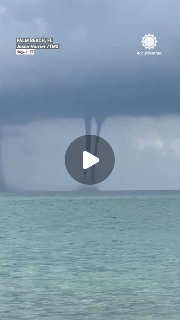 AccuWeather on Instagram: "We got twins! 🌪️🌪️ Two waterspouts were sighted dancing off West Palm Beach on Thursday amid thunderstorms. 

#florida #waterspout #westpalmbeach #beach #ocean #weather #thunderstorms" Water Spout, The End Of The World, West Palm Beach, End Of The World, Palm Beach, Twins, Dancing, The End, This Is Us