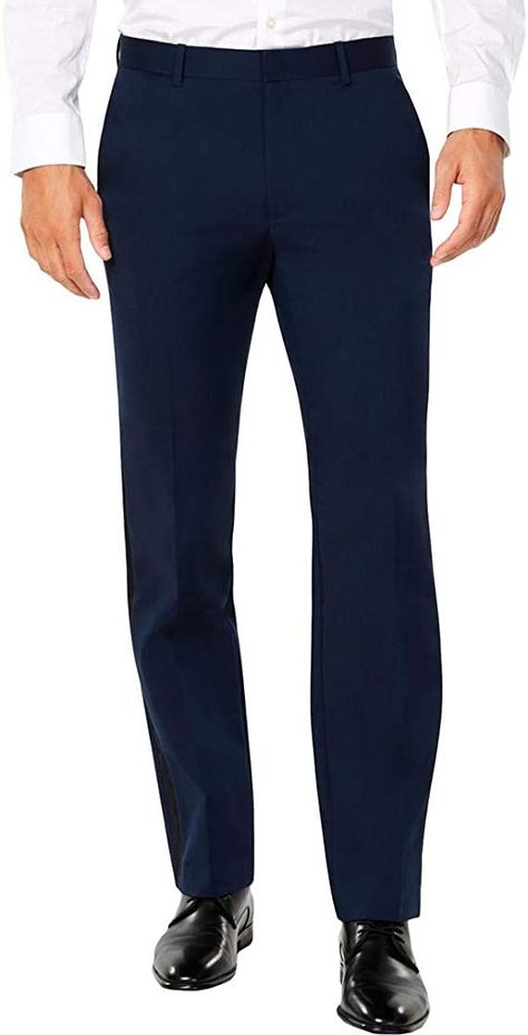 Alfani Mens Pants Navy Blue Size 34X30 Dress - Flat Front Stretch Sly Blue, Navy Blue Slacks, Blue Windows, Blue Slacks, Blue Pants Men, Mens Slacks, Dress Flats, Blue Pants, Side Stripe